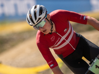 Nicolas Philipsen of Denmark competes in the UCI Mountain Bike World Championships Cross-Country Olympic Men Junior in Pal Arinsal, Andorra,...