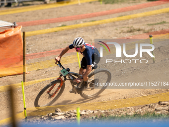 Micha Konecny of the USA competes in the UCI Mountain Bike World Championships Cross-Country Olympic Men Junior in Pal Arinsal, Andorra, on...