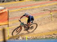 Micha Konecny of the USA competes in the UCI Mountain Bike World Championships Cross-Country Olympic Men Junior in Pal Arinsal, Andorra, on...