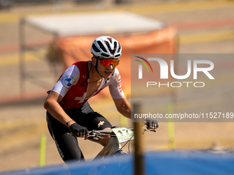 Anatol Alder of Switzerland competes in the UCI Mountain Bike World Championships Cross-Country Olympic Men Junior in Pal Arinsal, Andorra,...