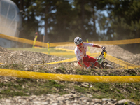 Hector Jaroslawski of Poland competes in the UCI Mountain Bike World Championships Cross-Country Olympic Men Junior in Pal Arinsal, Andorra,...