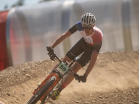 Eddie Vranak of Slovakia participates in the UCI Mountain Bike World Championships Cross-Country Olympic Men Junior in Pal Arinsal, Andorra,...