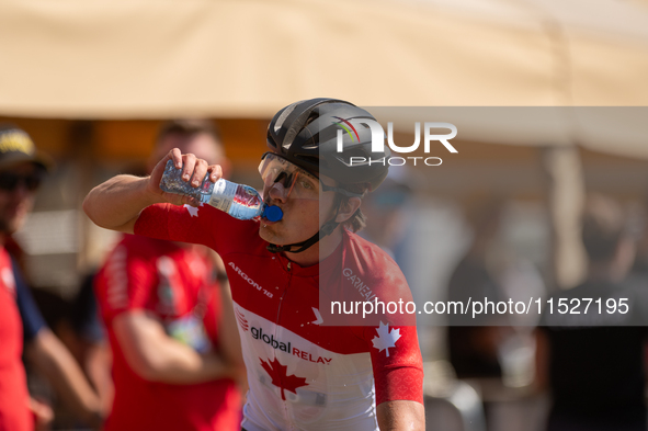 Max Roy of Canada competes in the UCI Mountain Bike World Championships Cross-Country Olympic Men Junior in Pal Arinsal, Andorra, on August...