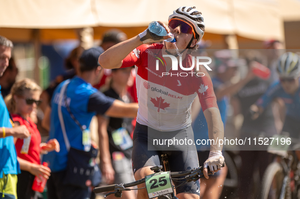 Max Roy of Canada competes in the UCI Mountain Bike World Championships Cross-Country Olympic Men Junior in Pal Arinsal, Andorra, on August...