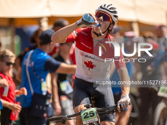 Max Roy of Canada competes in the UCI Mountain Bike World Championships Cross-Country Olympic Men Junior in Pal Arinsal, Andorra, on August...