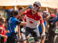 Max Roy of Canada competes in the UCI Mountain Bike World Championships Cross-Country Olympic Men Junior in Pal Arinsal, Andorra, on August...