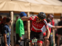 Tristan Barret of Alfred competes in the UCI Mountain Bike World Championships Cross-Country Olympic Men Junior in Pal Arinsal, Andorra, on...