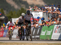 Cyclists participate in the UCI Mountain Bike World Championships CROSS-COUNTRY OLYMPIC MEN JUNIOR in Pal Arinsal, Andorra, on August 30, 20...