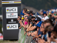 Fans attend the UCI Mountain Bike World Championships CROSS-COUNTRY OLYMPIC MEN JUNIOR in Pal Arinsal, Andorra, on August 30, 2024. (