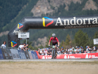 Albert Philipsen of Denmark wins the final race in the UCI Mountain Bike World Championships Cross-Country Olympic Men Junior in Pal Arinsal...