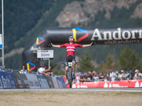 Albert Philipsen of Denmark wins the final race in the UCI Mountain Bike World Championships Cross-Country Olympic Men Junior in Pal Arinsal...