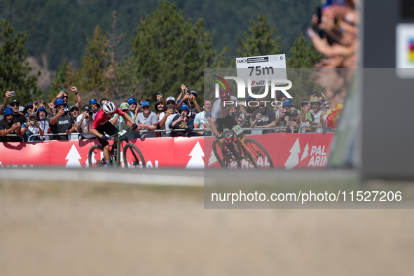 Nicolas Franco of Spain competes in the UCI Mountain Bike World Championships Cross-Country Olympic Men Junior in Pal Arinsal, Andorra, on A...