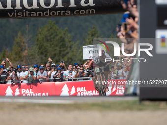 Nicolas Franco of Spain competes in the UCI Mountain Bike World Championships Cross-Country Olympic Men Junior in Pal Arinsal, Andorra, on A...