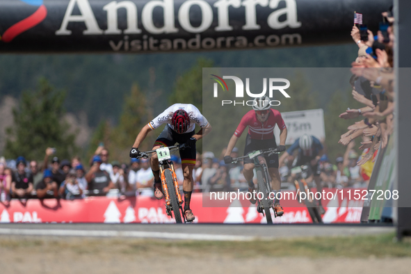 Nicolas Franco of Spain competes in the UCI Mountain Bike World Championships Cross-Country Olympic Men Junior in Pal Arinsal, Andorra, on A...