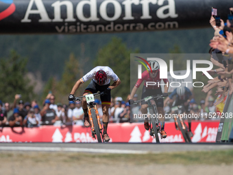 Nicolas Franco of Spain competes in the UCI Mountain Bike World Championships Cross-Country Olympic Men Junior in Pal Arinsal, Andorra, on A...