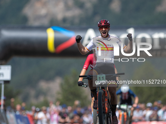 Nicolas Franco of Spain competes in the UCI Mountain Bike World Championships Cross-Country Olympic Men Junior in Pal Arinsal, Andorra, on A...