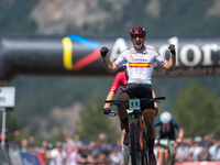 Nicolas Franco of Spain competes in the UCI Mountain Bike World Championships Cross-Country Olympic Men Junior in Pal Arinsal, Andorra, on A...