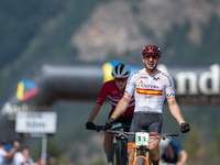 Nicolas Franco of Spain competes in the UCI Mountain Bike World Championships Cross-Country Olympic Men Junior in Pal Arinsal, Andorra, on A...