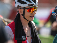 A cyclist after the race in the UCI Mountain Bike World Championships Cross-Country Olympic Men Junior in Pal Arinsal, Andorra, on August 30...