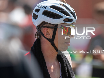 A cyclist after the race in the UCI Mountain Bike World Championships Cross-Country Olympic Men Junior in Pal Arinsal, Andorra, on August 30...