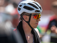 A cyclist after the race in the UCI Mountain Bike World Championships Cross-Country Olympic Men Junior in Pal Arinsal, Andorra, on August 30...