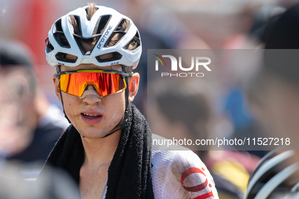 A cyclist after the race in the UCI Mountain Bike World Championships Cross-Country Olympic Men Junior in Pal Arinsal, Andorra, on August 30...