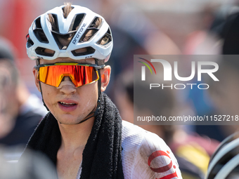 A cyclist after the race in the UCI Mountain Bike World Championships Cross-Country Olympic Men Junior in Pal Arinsal, Andorra, on August 30...