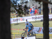 Cyclists participate in the UCI Mountain Bike World Championships CROSS-COUNTRY OLYMPIC MEN JUNIOR in Pal Arinsal, Andorra, on August 30, 20...