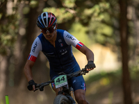 Brent Martino of France competes in the UCI Mountain Bike World Championships Cross-Country Olympic Men Junior in Pal Arinsal, Andorra, on A...