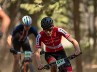 Tristan Barret of Alfred competes in the UCI Mountain Bike World Championships Cross-Country Olympic Men Junior in Pal Arinsal, Andorra, on...