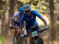 Guillermo Rial of Italy participates in the UCI Mountain Bike World Championships Cross-Country Olympic Men Junior in Pal Arinsal, Andorra,...