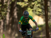 Dragos De Souza of Gustavo competes in the UCI Mountain Bike World Championships Cross-Country Olympic Men Junior in Pal Arinsal, Andorra, o...