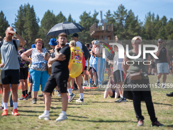 Fans attend the UCI Mountain Bike World Championships CROSS-COUNTRY OLYMPIC MEN JUNIOR in Pal Arinsal, Andorra, on August 30, 2024. (