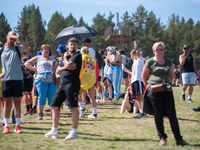 Fans attend the UCI Mountain Bike World Championships CROSS-COUNTRY OLYMPIC MEN JUNIOR in Pal Arinsal, Andorra, on August 30, 2024. (