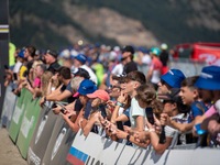 Fans attend the UCI Mountain Bike World Championships CROSS-COUNTRY OLYMPIC MEN JUNIOR in Pal Arinsal, Andorra, on August 30, 2024. (