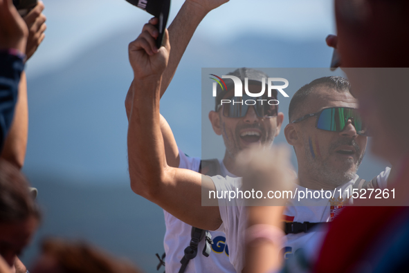 Fans attend the UCI Mountain Bike World Championships CROSS-COUNTRY OLYMPIC MEN JUNIOR in Pal Arinsal, Andorra, on August 30, 2024. 