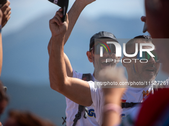 Fans attend the UCI Mountain Bike World Championships CROSS-COUNTRY OLYMPIC MEN JUNIOR in Pal Arinsal, Andorra, on August 30, 2024. (