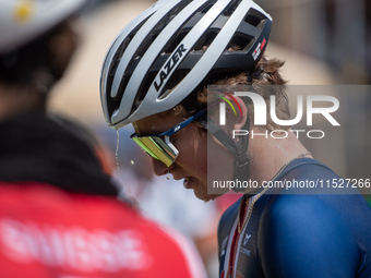 A cyclist after the race in the UCI Mountain Bike World Championships Cross-Country Olympic Men Junior in Pal Arinsal, Andorra, on August 30...