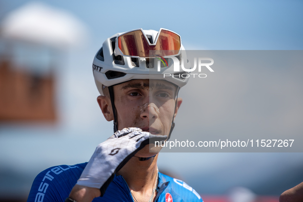 A cyclist after the race in the UCI Mountain Bike World Championships Cross-Country Olympic Men Junior in Pal Arinsal, Andorra, on August 30...