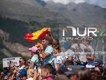 Fans attend the UCI Mountain Bike World Championships CROSS-COUNTRY OLYMPIC MEN JUNIOR in Pal Arinsal, Andorra, on August 30, 2024. (