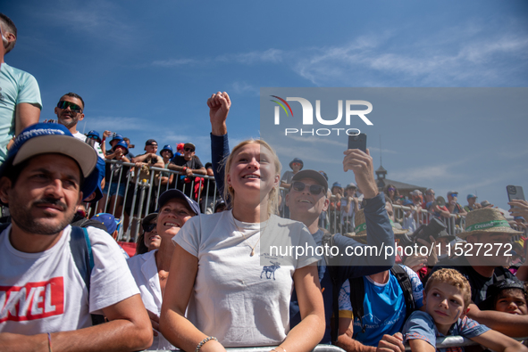 Fans attend the UCI Mountain Bike World Championships CROSS-COUNTRY OLYMPIC MEN JUNIOR in Pal Arinsal, Andorra, on August 30, 2024. 