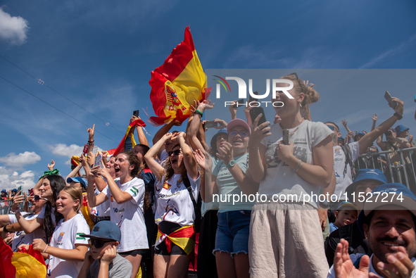 Fans attend the UCI Mountain Bike World Championships CROSS-COUNTRY OLYMPIC MEN JUNIOR in Pal Arinsal, Andorra, on August 30, 2024. 