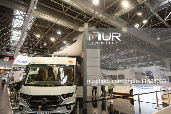 A general view of visitors is seen at the Duesseldorf Trade Fair Center during the Caravan Salon, the leading motorhome and camping van trad...