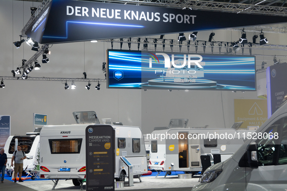 Knaus camping sport vans are on display at the Duesseldorf Trade Fair Center during the Caravan Salon, the leading motorhome and camping van...