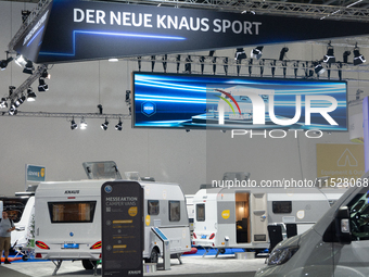 Knaus camping sport vans are on display at the Duesseldorf Trade Fair Center during the Caravan Salon, the leading motorhome and camping van...