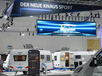 Knaus camping sport vans are on display at the Duesseldorf Trade Fair Center during the Caravan Salon, the leading motorhome and camping van...