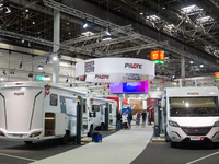 Pilote motor homes are on display at the Dusseldorf trade fair center during the Caravan Salon, the leading motorhome and camping van trade...