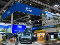 Visitors check Ford camping vans at the Duesseldorf Trade Fair Center during the Caravan Salon, the leading motorhome and camping van trade...