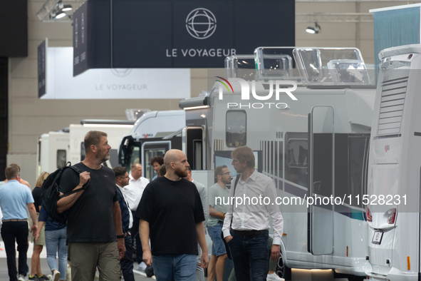 A general view of visitors is seen at the Duesseldorf Trade Fair Center during the Caravan Salon, the leading motorhome and camping van trad...