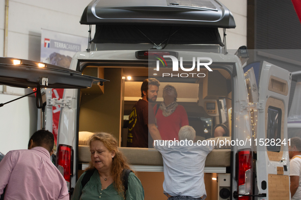 A general view of visitors is seen at the Duesseldorf Trade Fair Center during the Caravan Salon, the leading motorhome and camping van trad...